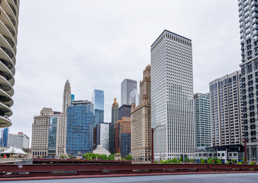 Vibrant view of Chicago downtown skyline under a summer sky