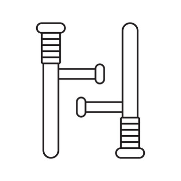 Crossed police tonfa batons line icon