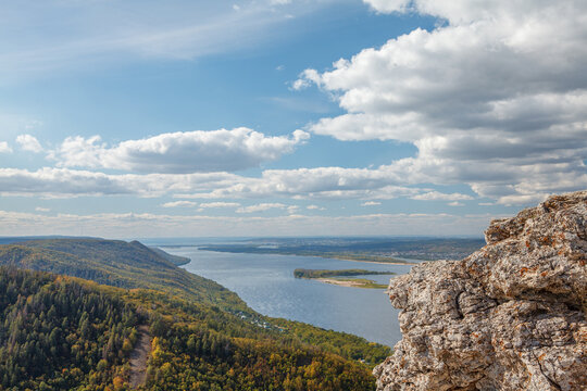 Volga River view from hills in central Russia