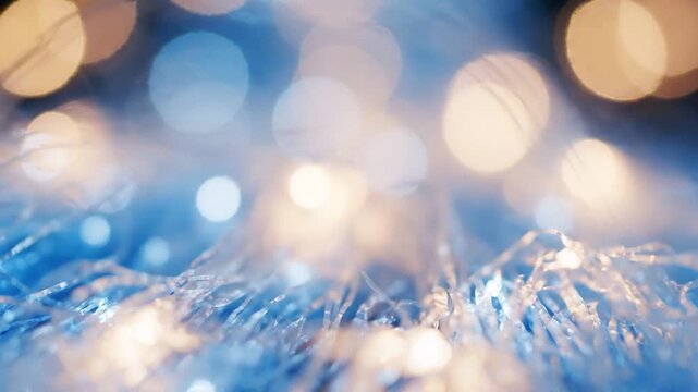 A Captivating Display of Soft Bokeh Lights Against a Glimmering Blue Background, Creating a Dreamy Atmosphere Perfect for Celebrations or Festive Occasions