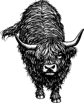 Vector illustration of a highland cow