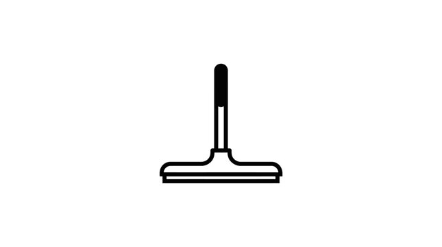 Minimalist line art icon of a floor squeegee on white background