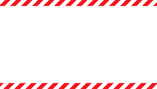Top and bottom red and white hazard stripes on a clean white background, for emergency or no-entry signs.
