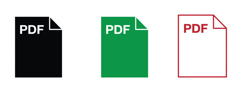 Pdf Document Icons With Text Labels. PDF file format icons set. PDF file download symbols.PDF file format icon.PDF file download icon flat trendy vector illustration isolated .File format extensions. 