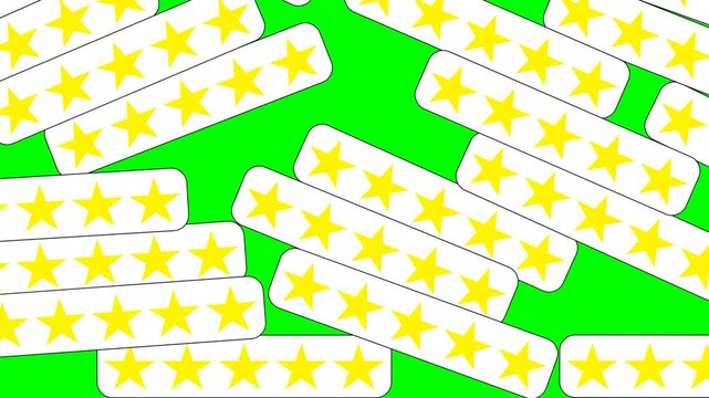Five stars rating video animation, star review concept, Accumulating on Green Screen