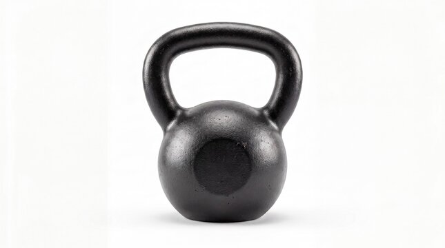Black Cast Iron Kettlebell Isolated on White Background