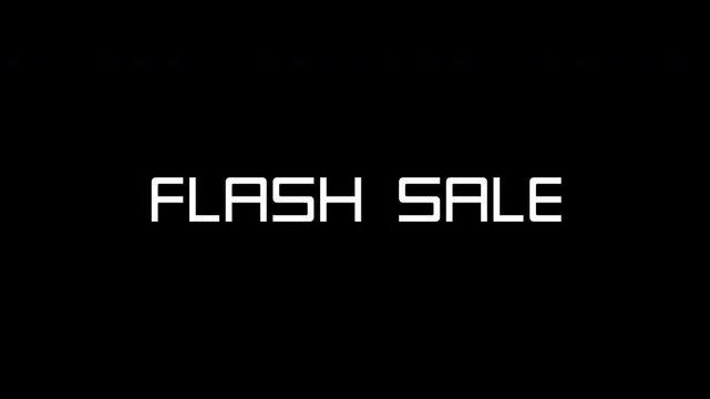 Animated flash sale text flickering on black background