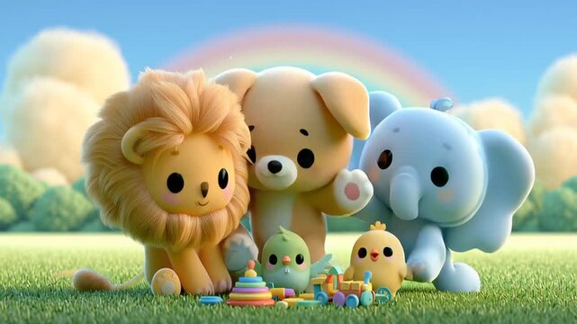  Rainbow‑Field Friends: Tiny Creatures in a Garden of Play, ai generated.	