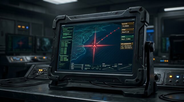 Rugged military computer terminal with radar and map display
