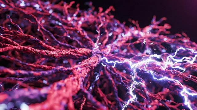 Intricate Neuronal Network: A Stunning Close-Up of Interconnected Neural Pathways in Vivid Colors Highlighting Synaptic Connections and Communication within the Brain.