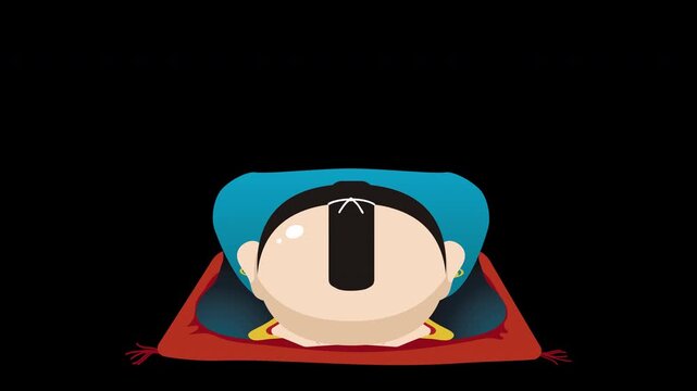 正座で挨拶する動画のかわいい福助 縁起物と日本の伝統キャラクター