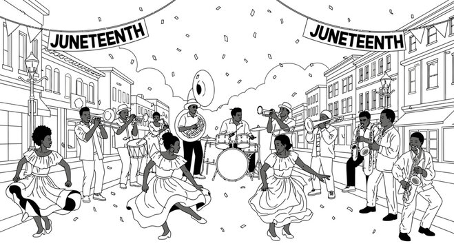 Juneteenth Celebration Street Parade Illustration