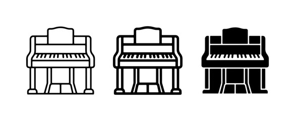 Upright Piano Icons, Musical Instrument Vector Set, Classic Keyboard Graphics © Niloy
