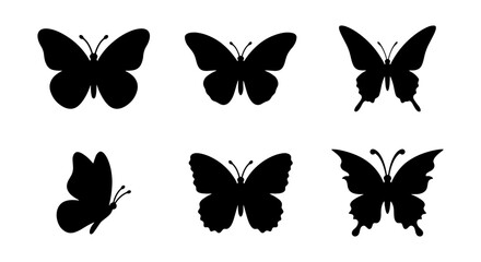 Butterfly Silhouettes Vector Icons, Insect Wing Shapes, Nature Graphics © Riadul