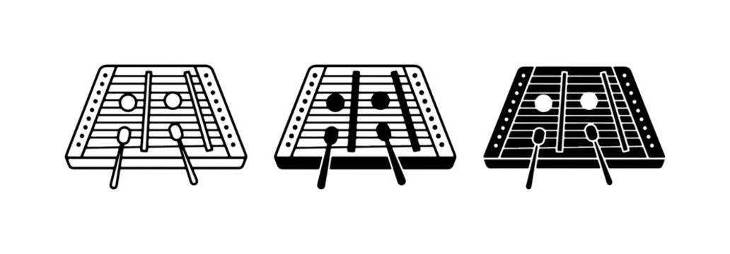 Hammered Dulcimer Icons, Musical Instrument Vector Graphics, Percussion Set