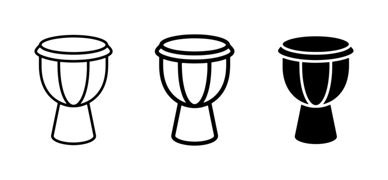 Djembe Drum Icons, African Percussion Vector Set, Music Instrument Graphics