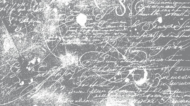 Textured grey background with white distressed handwritten script and speckles abstract grunge