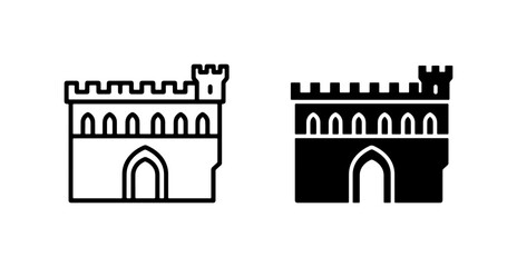 Castle Icon Set, Fortress Building Vector Graphics, Medieval Architecture Symbols © Tabassom