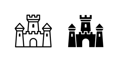 Castle Icons: Medieval Fortress, Royal Palace, Fantasy Architecture Vector Set © Nadim