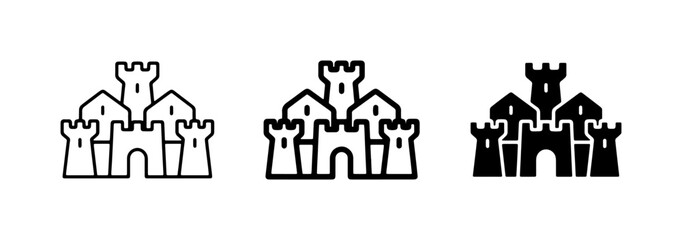 Castle Icons, Fortress Symbols, Medieval Architecture Vector Graphics © Pritha