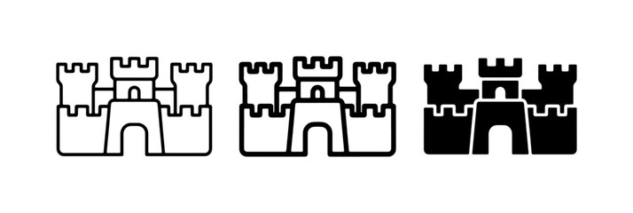 Castle Icons, Fortress Symbols, Medieval Architecture Vector Set © Pritha