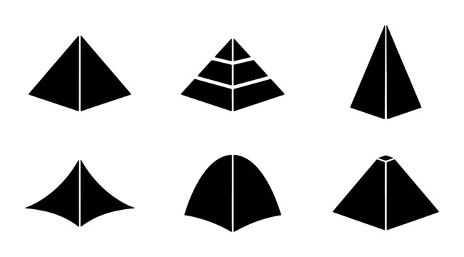 Pyramid Icons Set, Geometric Shapes, Abstract Forms, Geometric Structures