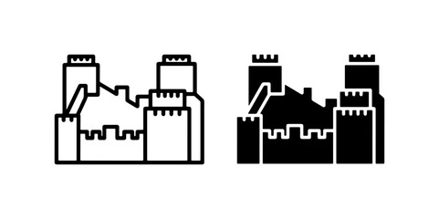 Castle Icons, Fortress Symbols, Medieval Architecture Vector Graphics © Abdul