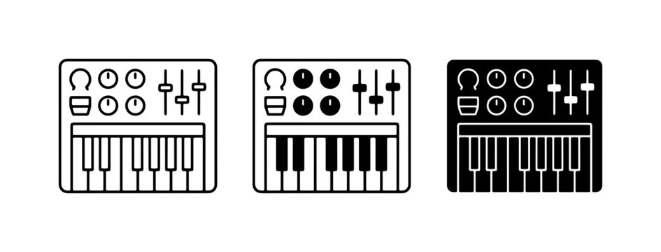 Synthesizer Icons, Music Production Equipment, Electronic Keyboard Set