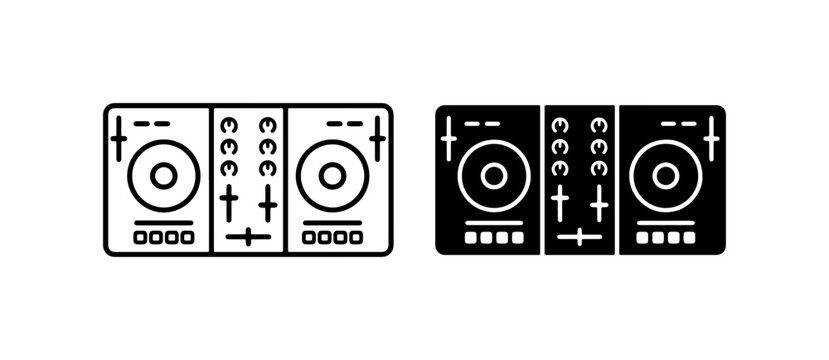 DJ Turntable Icons, Music Mixer Equipment, Audio Control Set