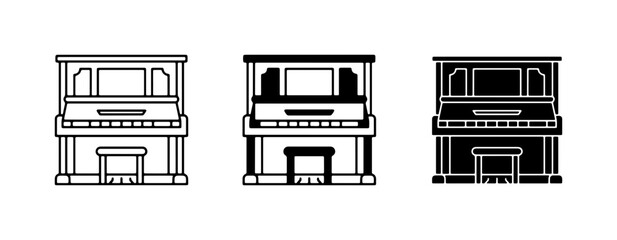 Upright Piano Vector Icons, Musical Instrument Set © Abdul