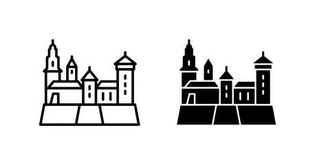 Castle Icon Set, Medieval Fortress Outline, Royal Palace Silhouette © Ahnaf
