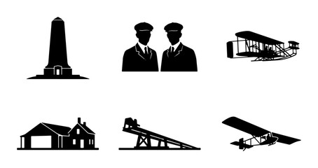 Vintage Aviation Icons: Monument, Pilots, Biplanes, Hangar, Launch © Sabbir