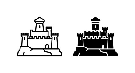Castle Icons, Fortress Symbols, Medieval Architecture Vector Set © Mithila