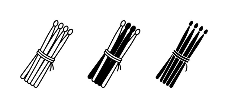 Drumsticks Set, Music Percussion Instrument Icons, Vector Graphics