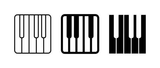 Piano Keyboard Icons: Outline, Filled, Solid Music Symbols © Taher