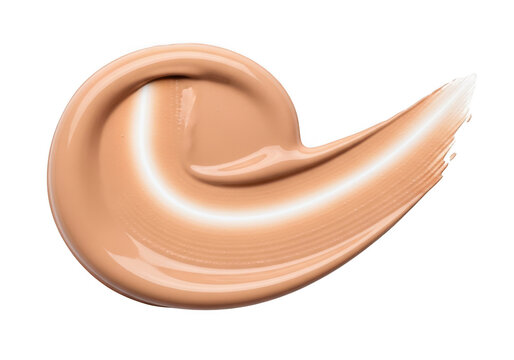 Beige liquid makeup foundation smear on white background