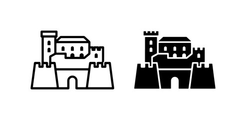 Castle Icon Set, Medieval Fortress Vector Graphics, Royal Palace Symbols © Tahira