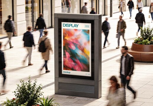 Outdoor Vertical Signboard Mockup For Advertising And Branding Design