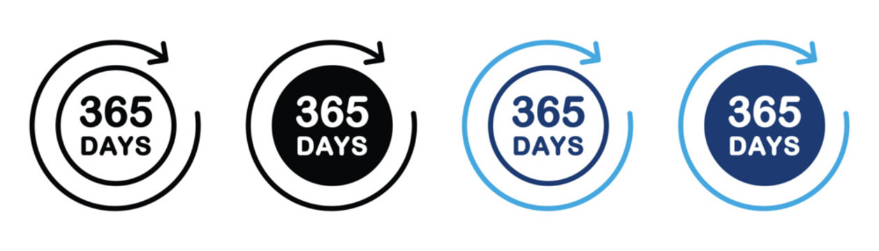 365 day icon. Year round availability, daily service, annual calendar and continuous access symbol. Vector illustration and transparent png