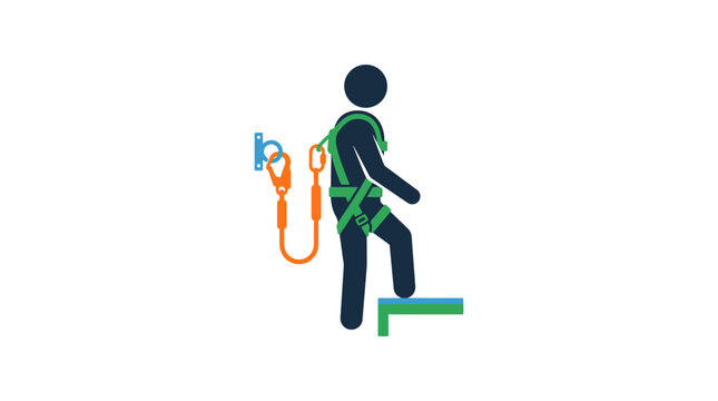 Worker with Safety Harness Flat Icon