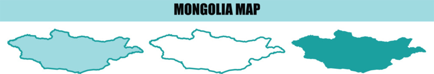 Mongolia map, country outline, vector illustration, geographic boundaries © MstMinara