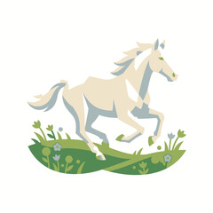 Horse Galloping in Green Field Free. © wawan