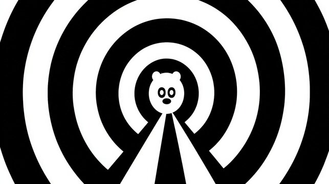 Close-up of a bear face target with concentric circles background for archery practice