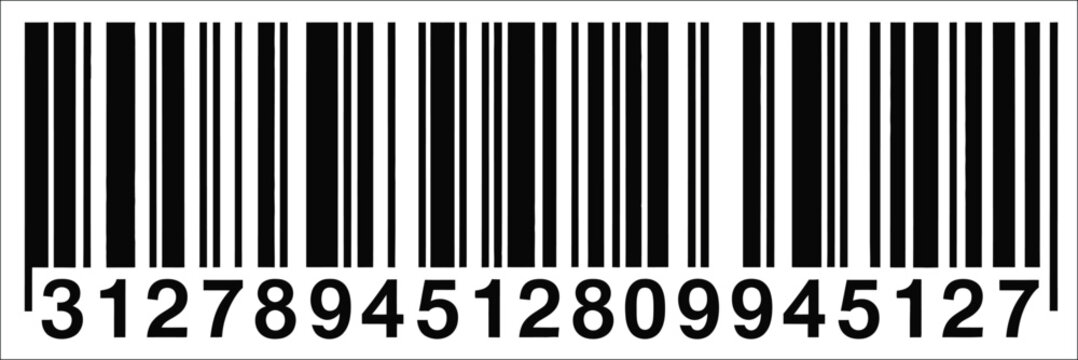 Barcode vector element with line code pattern, scan icon, serial number sticker, product labeling, and inventory management graphics, vector, designs
