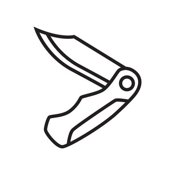 Folding pocket knife survival tool line icon