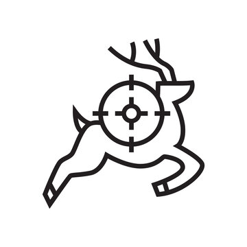 Leaping deer in crosshair target line icon