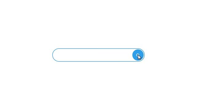 Minimalist search bar interface element with a blue circular button and cursor.