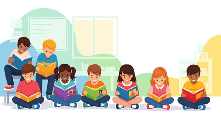Fototapeta premium Diverse group of children sitting together in a circle.