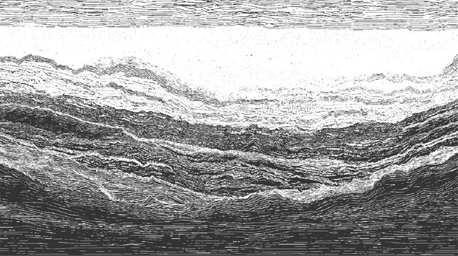 Abstract monochrome layered geological strata texture with horizontal lines and dots pattern background