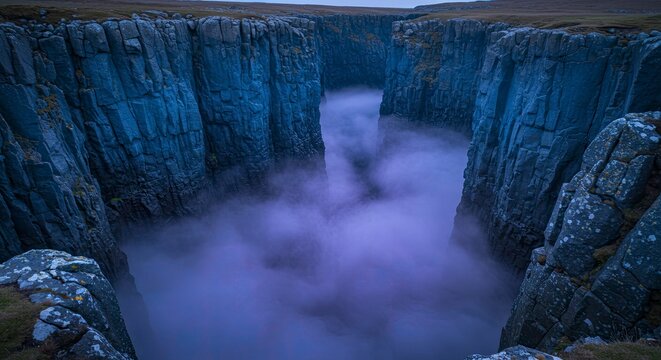 Dramatic Coastal Cliffs Engulfed in Mystical Fog